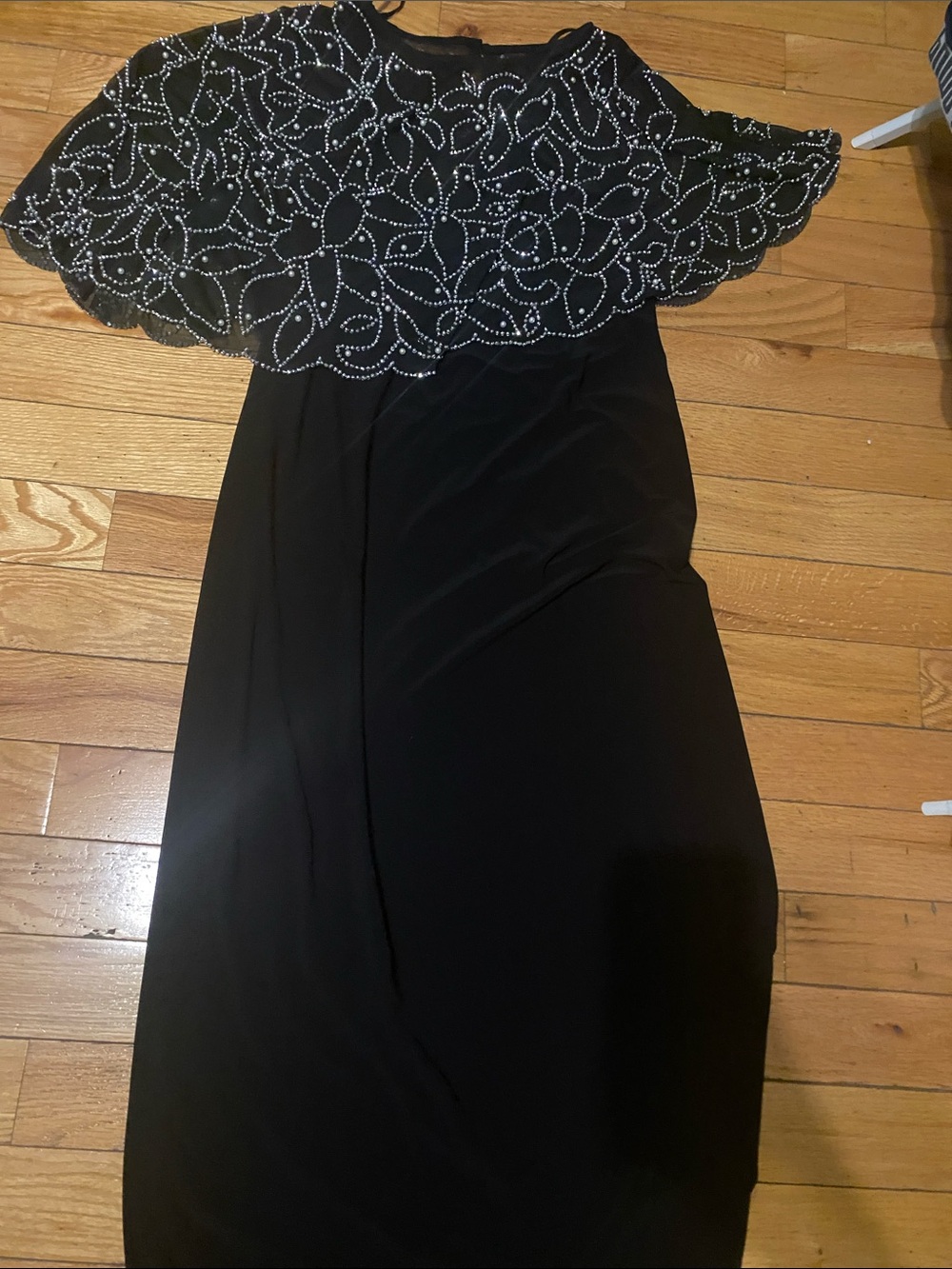 MSK Black Maxi Dress with Beaded Capelet
